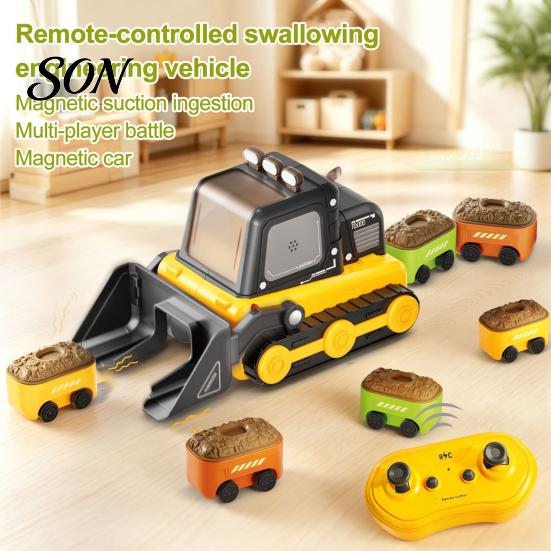 Electric Bulldozer Toy Magnetic Remote Control Toy, Snake Game Construction Truck Indoor Outdoor Racing Car 2 Players Interactive
