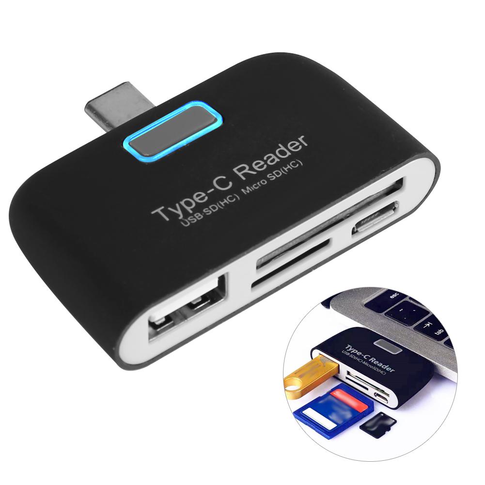 Адаптер-концентратор USB OTG из алюминиевого сплава Type C для чтения карт памяти TF для Macbook, телефона, планшета