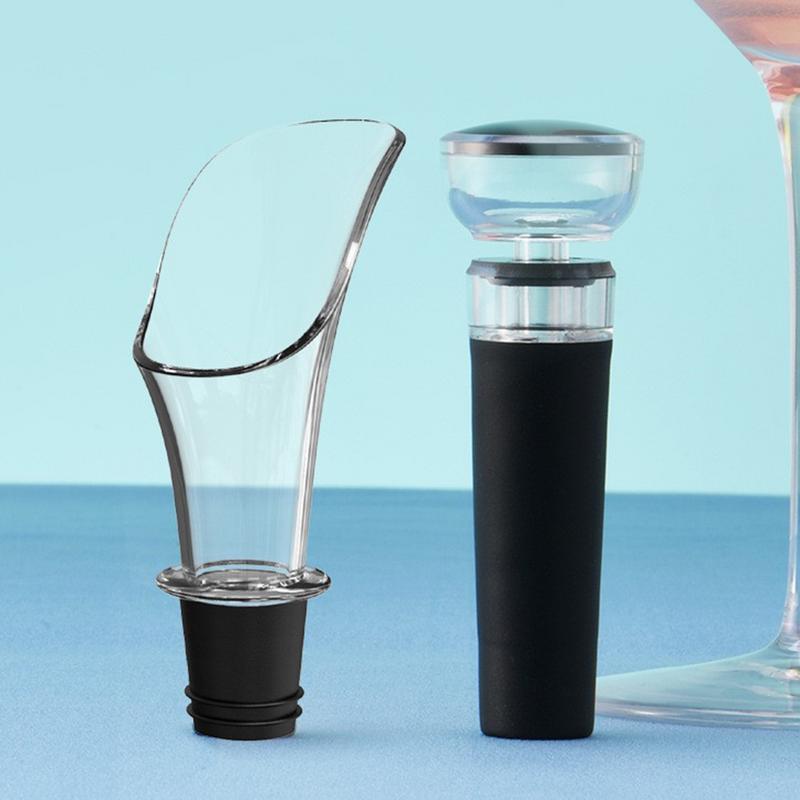 Wine Pourer And Stopper Liquor Bottle Pourer Vacuum Wine Stopper Bottle Sealer For Improved Flavor Bar Bartender Accessories