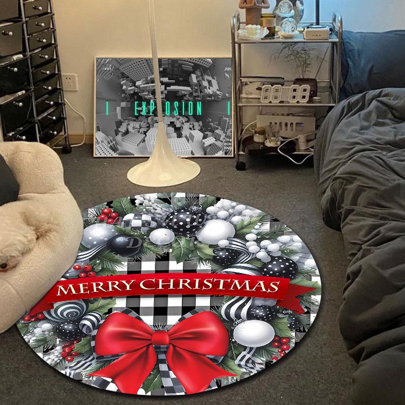 Statement Round Christmas Multicolor Rug Pad, Non-Slip Floor Mat for Bathroom