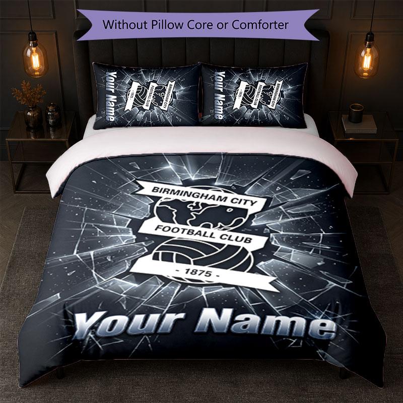 BIRMINGHAM CITY Football Custom Name Text Bedding Set 1 Duvet Cover+2 Pillowcases Soccer Logo Personalized Gift For Special Occasion Bedroom Decor