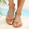 Fashion Summer Fishnet Flat Shoes Woman Bling Rhinestone Covered Mesh Sandals Ladies Chic Hollow Out Glitter Lace Flip Flops Plus Size