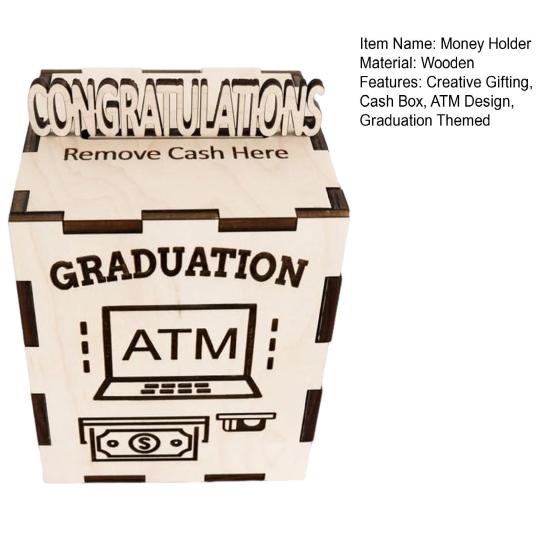 Подарочная коробка для денег на выпускной, деревянный дизайн банкомата, держатель для поздравительных открыток, держатель для денег, кассовый ящик для подарков на выпускной