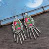 Retro Hand-embroidered Fabric Earrings Female Long Flower Fringed Versatile Temperament Performance Earrings Earrings