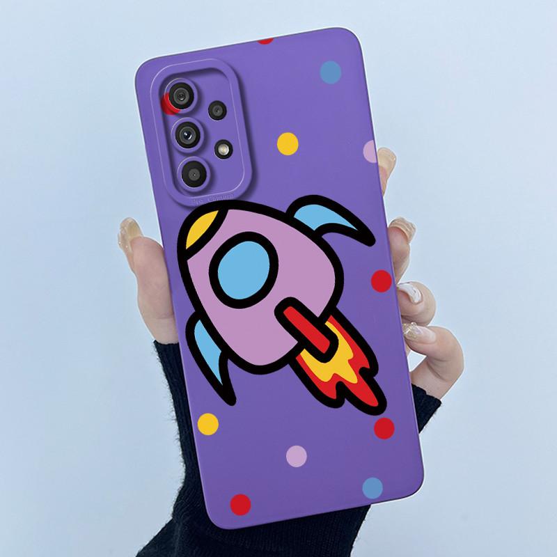 Shockproof Matte Case For Samsung Galaxy A32 A52 A52S A72 M52 5G Lovely Cartoon Liquid Silicone Camera Protective Bumper Cover
