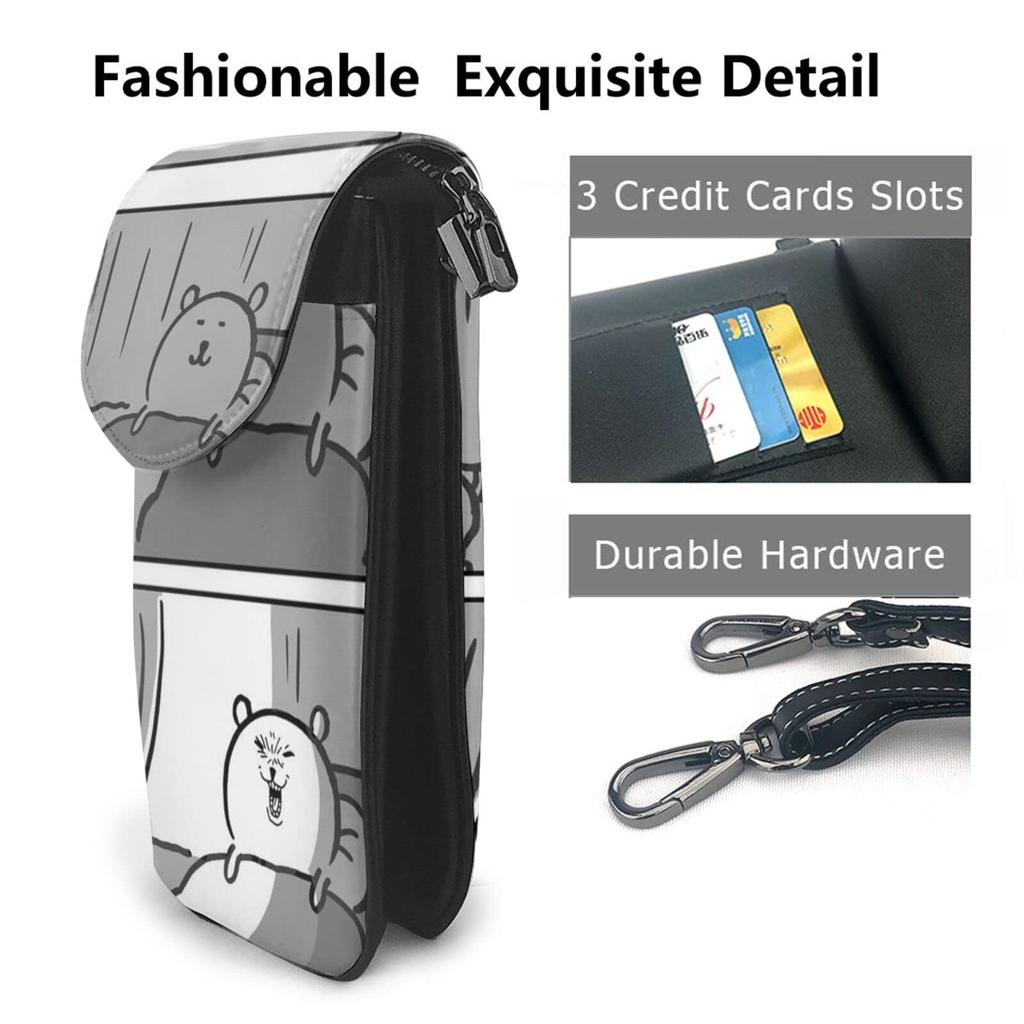 Чехол для смартфона Jibun Tsukkomi Kuma, сумка через плечо из натуральной кожи, тонкий женский мини-кошелек, популярный кошелек, сумка кроссбоди, высота 19 см x ширина x толщина