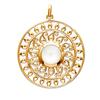 [Q6637] - Gold Plated 'Cleopatra' Golden Moonstone Pendant - 28 Mm