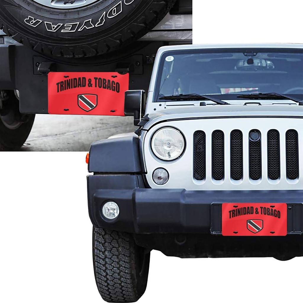 Trinidad Tobago Sport Patriotic Flag Aluminum License Plate 6 X 12 Inch Metal Car Front License Plate Cover Car Decor Accessory Novelty Vanity