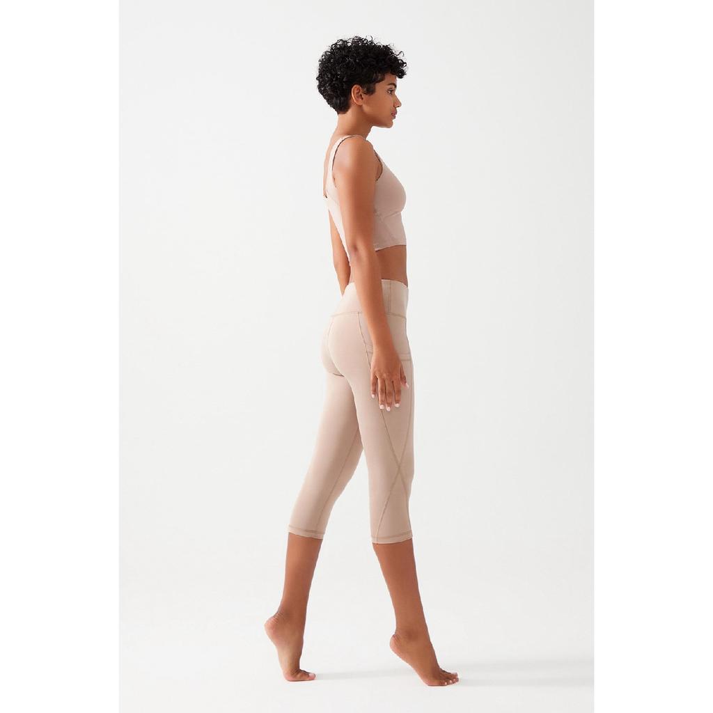 Женские черные леггинсы-капри длиной ниже колена с высокой талией и двойным карманом, капри