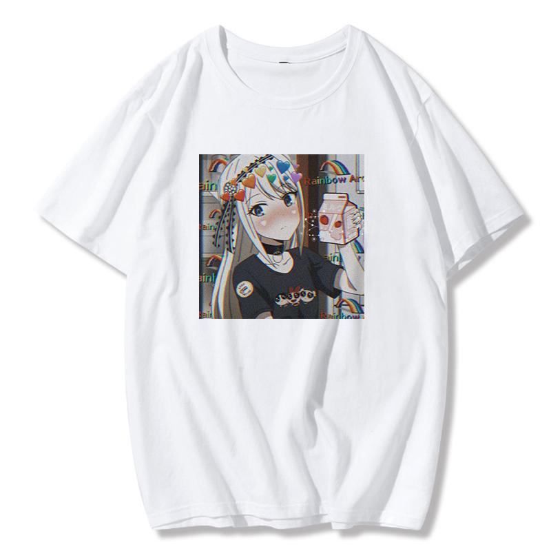 Women&Amp;#39;S T Shirts Summer O Neck Short Sleeve Tee Ulzzang Harajuku Vintage Oversized T Shirt Cartoon Female T-Shirt Tops Clothes