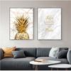 Abstract Golden Pineapple Canvas Painting Motivational Posters and Prints Picture for Modern Living Room Wall Decor No Frame