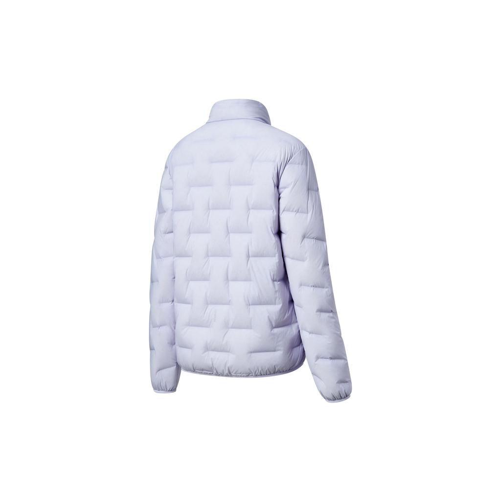 SAUCONY Уличная стеганая легкая однотонная куртка-пуховик с воротником-стойкой и длинными рукавами, женская верхняя одежда серого и фиолетового цвета SC1230093A-PP06