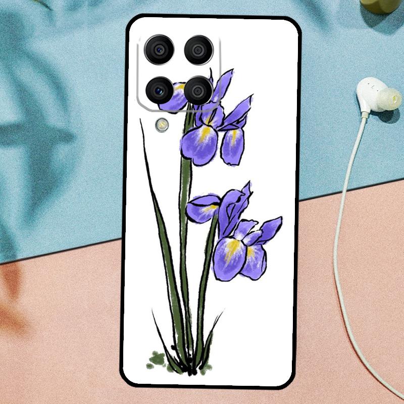 Iris Purple Flower Watercolor For Samsung Galaxy M33 M35 M55 M15 M12 M13 M14 M34 M54 M53 M21 M31 M11 M32 M52 M06 M16 Case