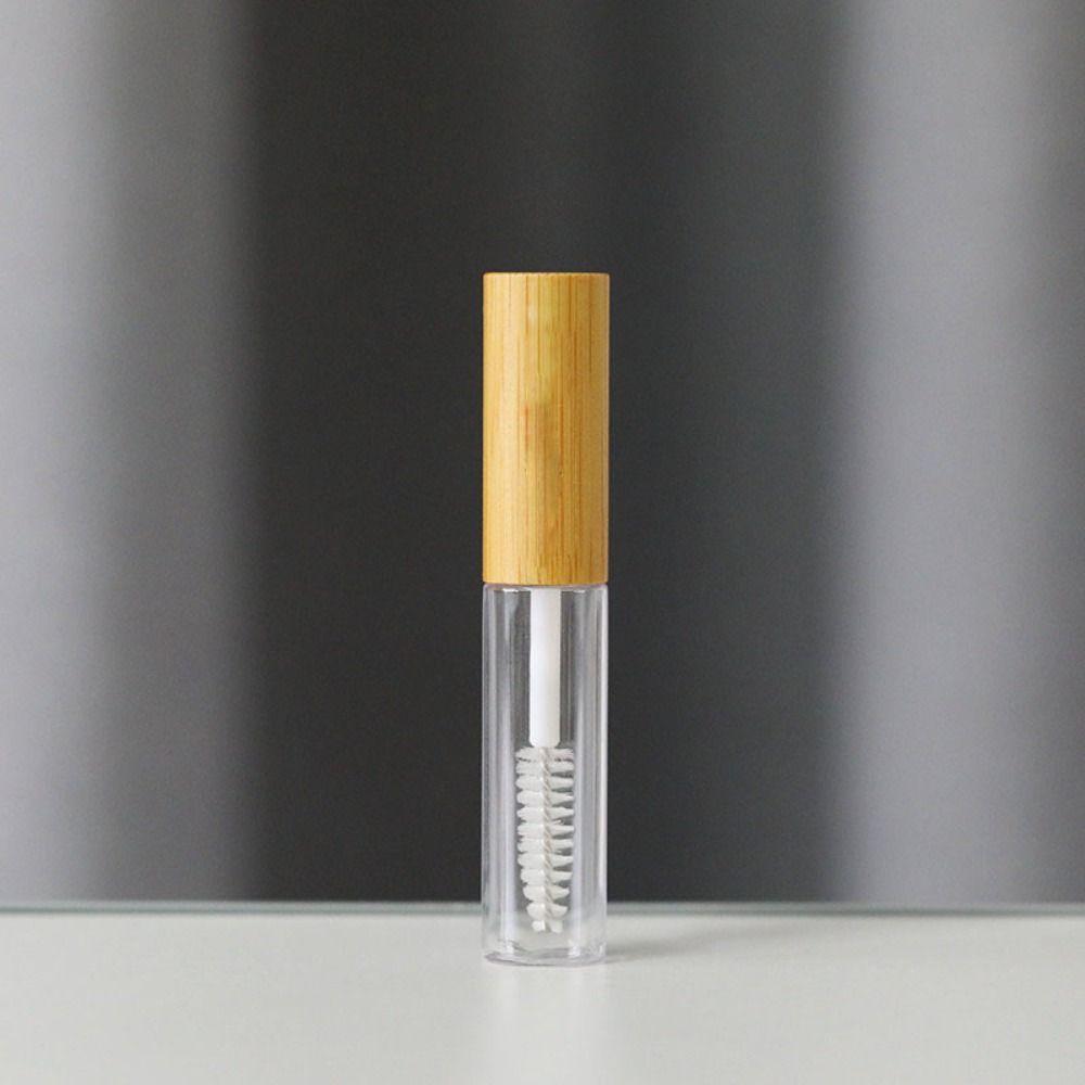 Bamboo Lid Mascara Container Compact Eyelashes Tube Portable Lip Gloss Tube Travel