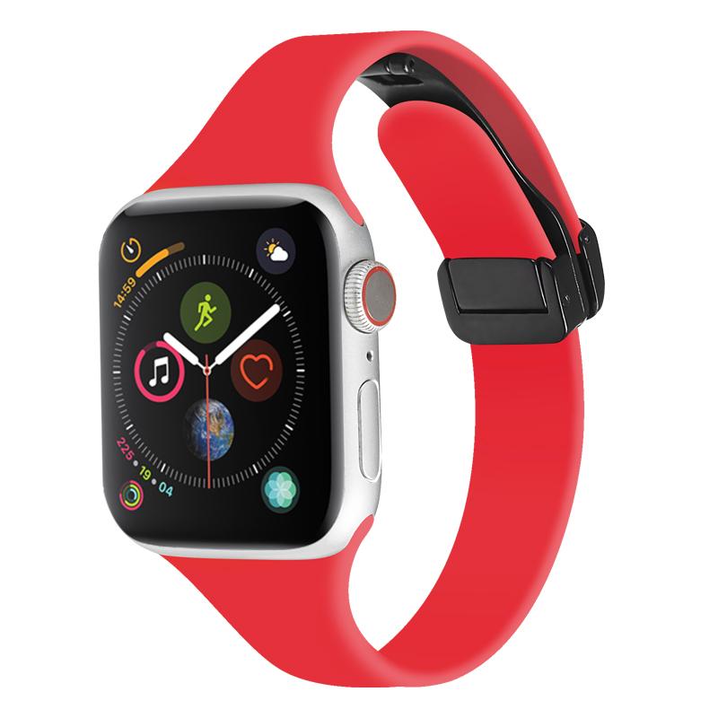 Силиконовый ремешок для Apple Watch Band 44 мм, 45 мм, 49 мм, 40 мм, 41 мм, 42 мм, 38 мм, спортивный браслет с магнитной пряжкой Iwatch 7 8 5 4 SE Ultra