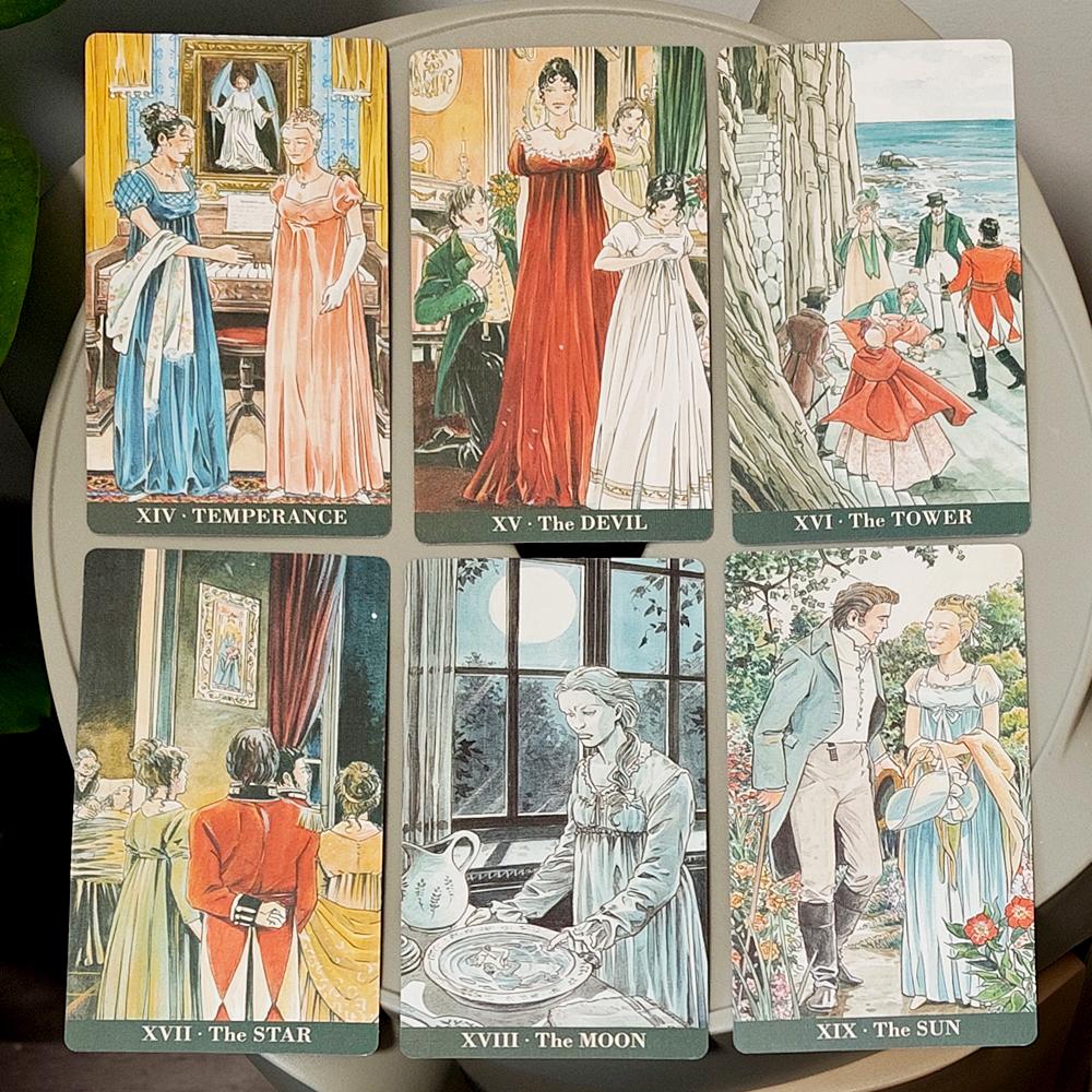 Таро Джейн Остин в жесткой коробке - Колода для гадания в стиле романтики Регентства 12*7 см для любителей литературы, колода из 78 карт