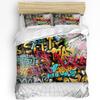 Британские граффити Лондон Культура Мультяшный дудл Пододеяльник 3 предмета Постельное белье Домашний текстиль Покрывало Наволочки Без простыни
