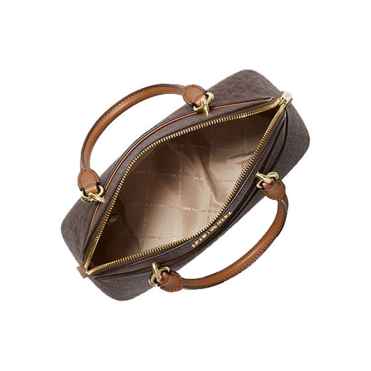Michael Kors Mk Jet Set Монограмма Логотип Винтажный Повседневный Для Поездок Холст и Кожаная Оболочка Сумка Женская Сумка на Плечо Темно-Коричневый 35H1GTVC2B-BROWN