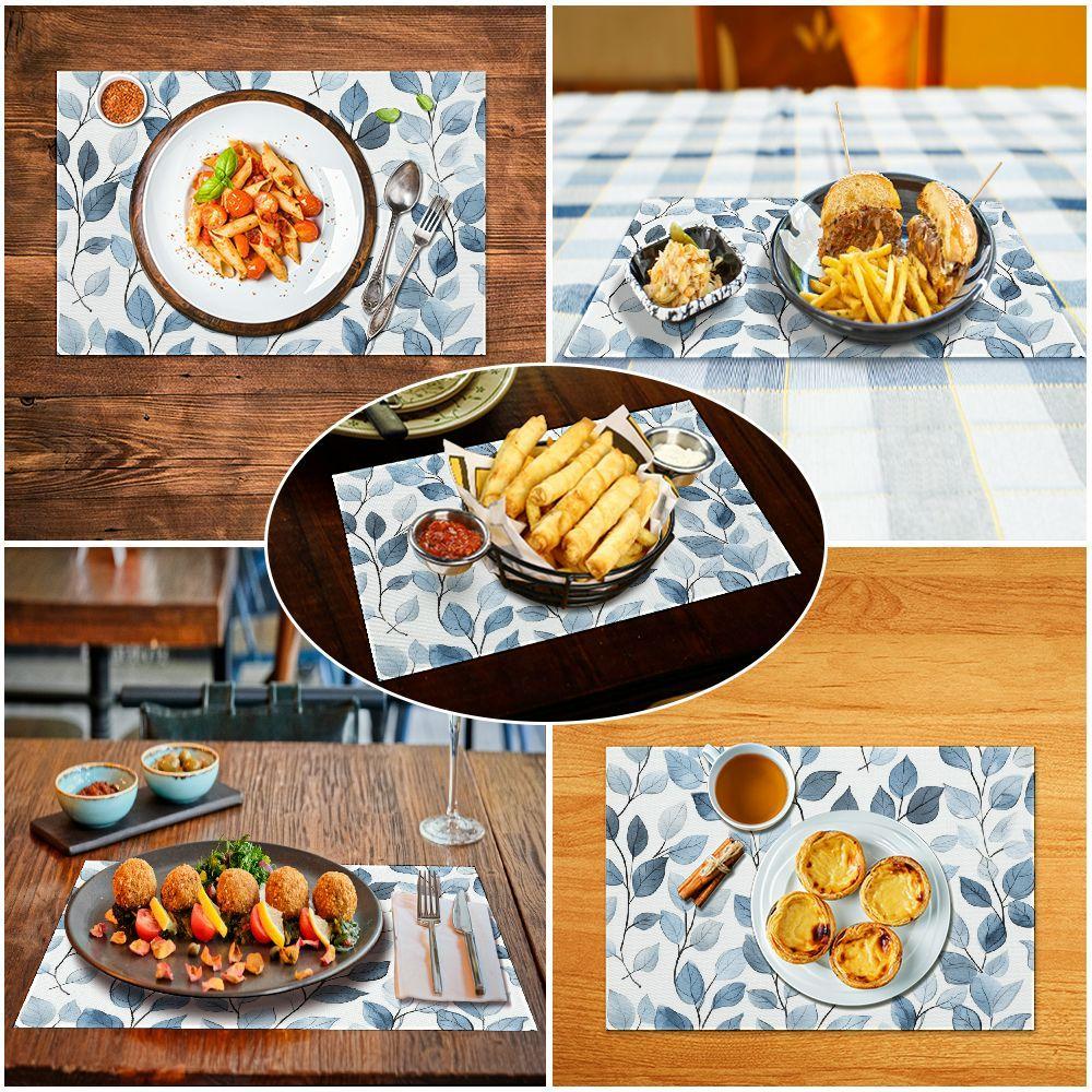 2/4pcs Eucalyptus Leaf Print Placemats 12x18 Inches, Suitable for Home and Restaurant Decoration, Coffee Table and Home Decoration, Daily Use,