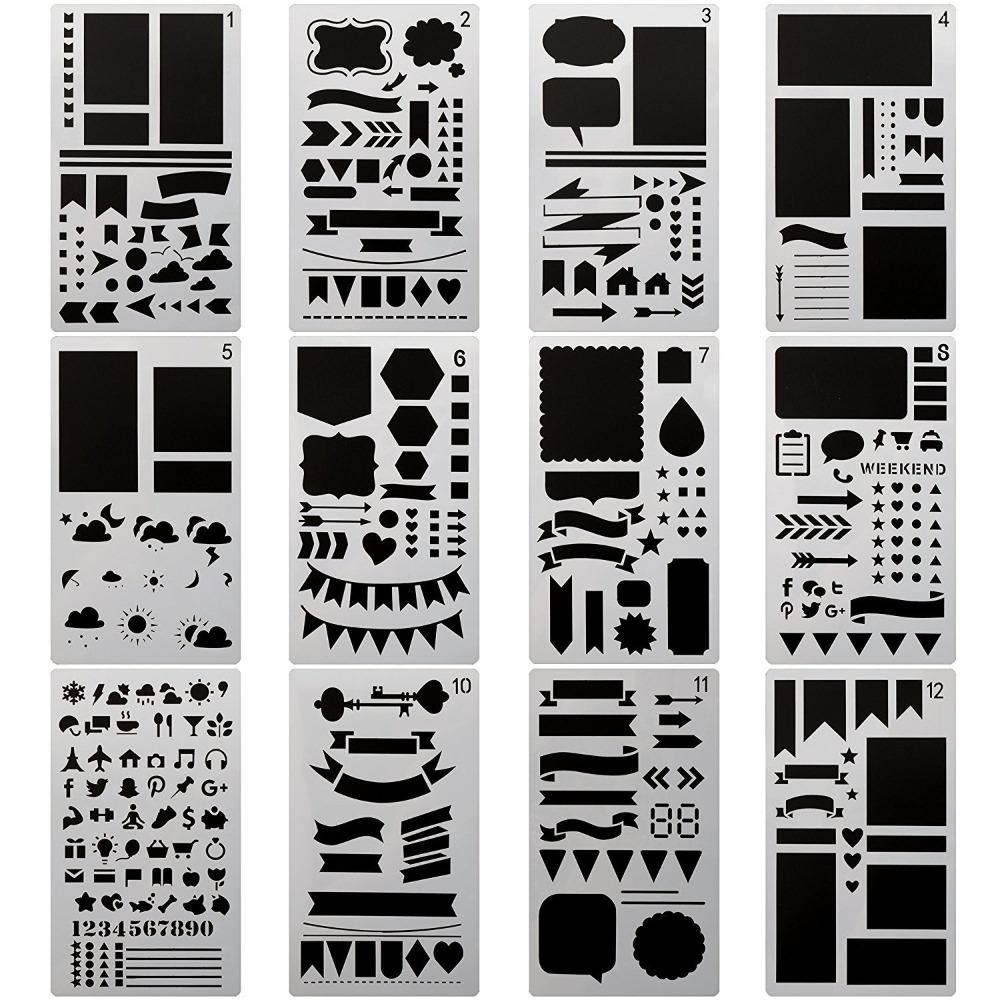 3pcs Simple Dot Grid Design Handmade Flexible Record Template DIY Scrapbook Journal Rectangle Stencil Ruler Set Stencil Ruler