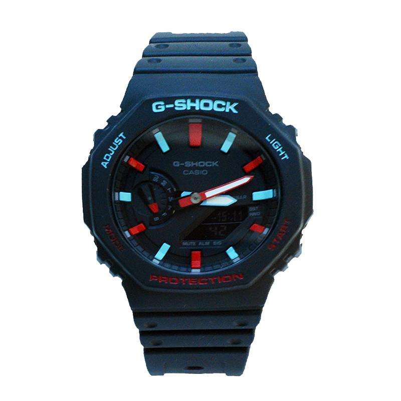 Casio Мужские часы с ЖК-дисплеем и аналоговым двойным дисплеем Серия Black GA-2100-1A1(Watch3--)