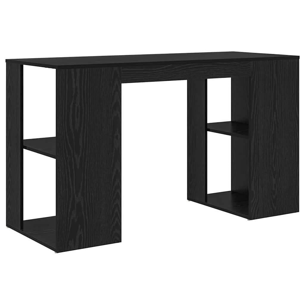 Desk with Shelf Black Oak Effect 130 x 50.5 x 75 cm