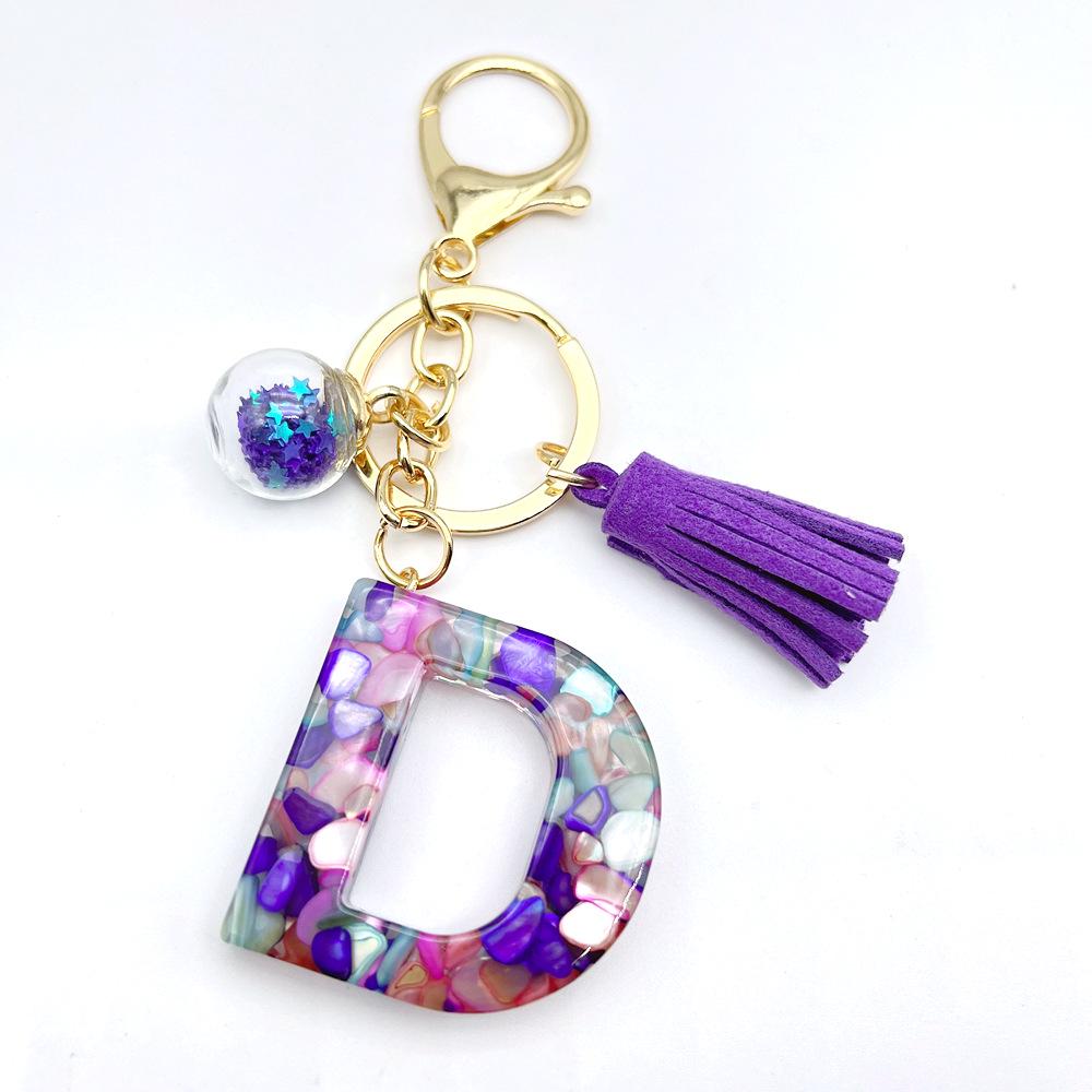 Европейский и американский хит продаж брелок с английскими инициалами и фиолетовой кисточкой