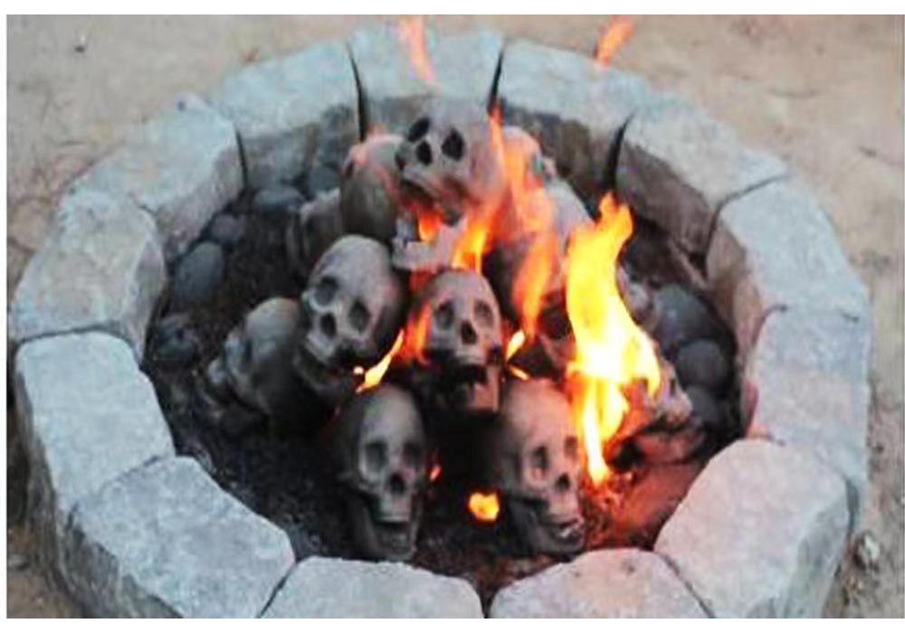 Skull Halloween Bbq Fire Ornament Design Decoration Atmosphere Haunted House Creative Skull Thriller Horror