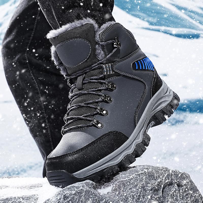 Men Winter Snow Boots Fashion Waterproof Sneakers Super Warm Brand Boots Outdoor Male Plush Hiking Boots Work Shoes Size 39-48