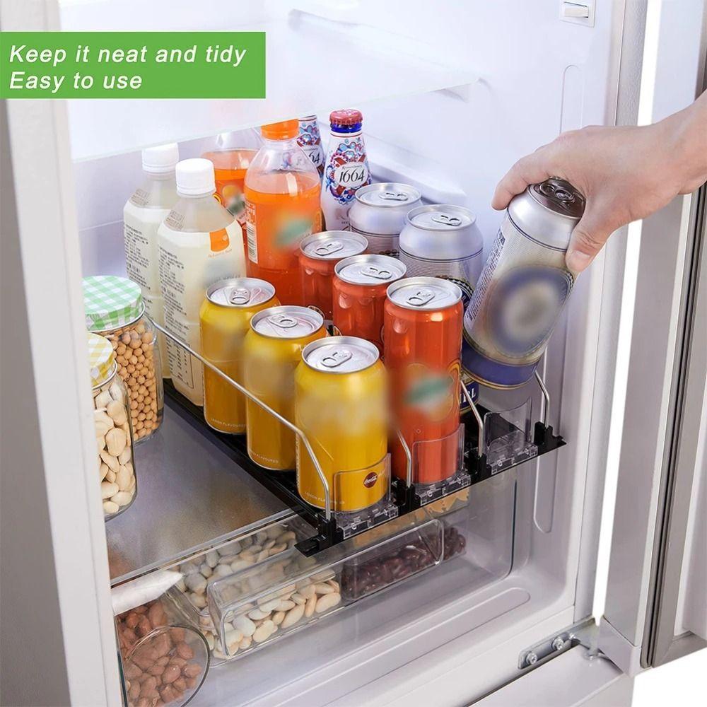 Spring Push Can Organizer Self-Pushing Beverage Pusher Shelf Storage Shelf Can Shelf Pusher Water