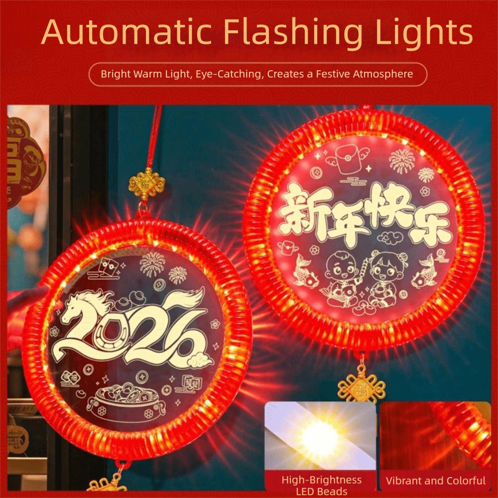 3D Glowing New Year Lantern Easy Hanging Good Luck Design Red Hanging Lanterns Pendant Style Year Of The Horse Hanging Lights