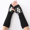 Женские перчатки без пальцев в корейском стиле, новые осенне-зимние, жаккардовые с ромбовидным узором «косичка», вязаные из шерсти, теплые, для лыж