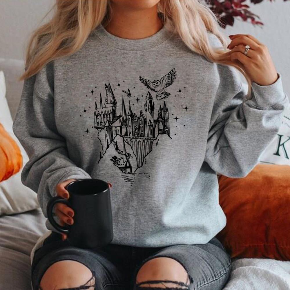Wizard Castle Sweatshirt Believe In Magic Hoodies Magical School Sweatshirts Women Long Sleeve Pullover Wizard School Hoodie Top