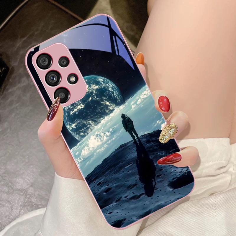 Red Moon Explorer Чехол для телефона из закаленного стекла для Samsung Galaxy S10 4G S20 11E 30 S21 22 S24 Fe Pro S23 S25 Ultra 5G S9