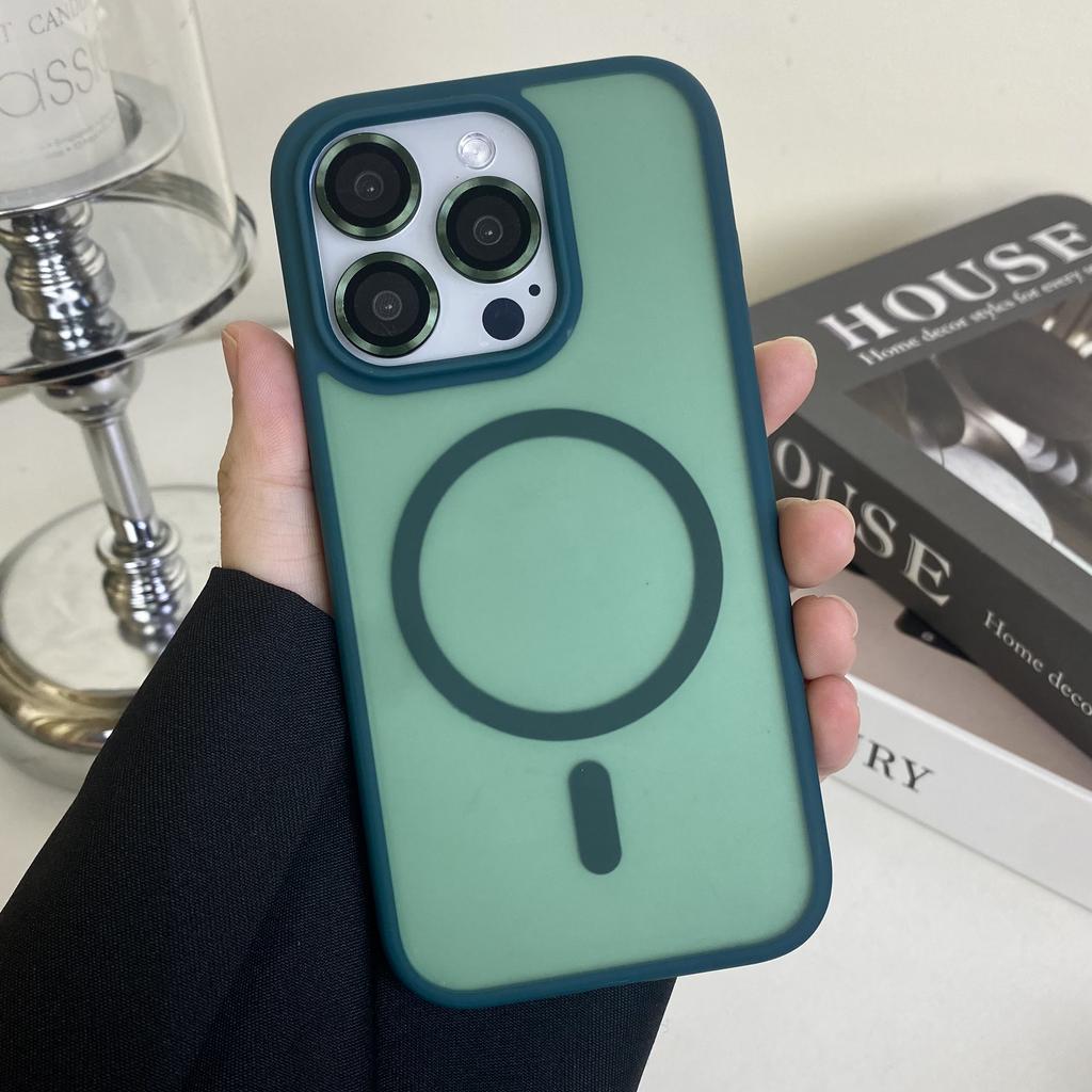 Магнитный противоударный чехол Magsafe для iPhone, защитное пальто с беспроводной зарядкой, темный iPhone14 15 14Pro Max 13 Pro Max