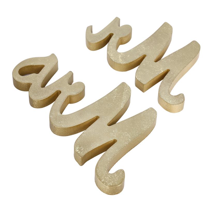 Винтажный стиль, золотые блестящие деревянные буквы Mr & Mrs для свадебного украшения, украшение своими руками
