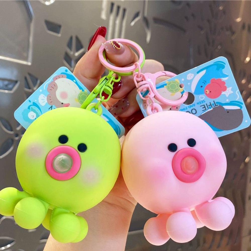 Blow Bubble Silicone Octopus Pendant Bag Decoration Octopus Doll Keyring  Car Keys Accessories