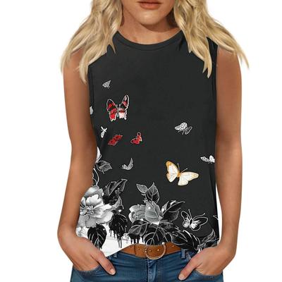 Цветочный принт 3D майки женские летние с круглым вырезом повседневные жилеты с открытыми плечами Y2k элегантный топ без рукавов майка женская одежда