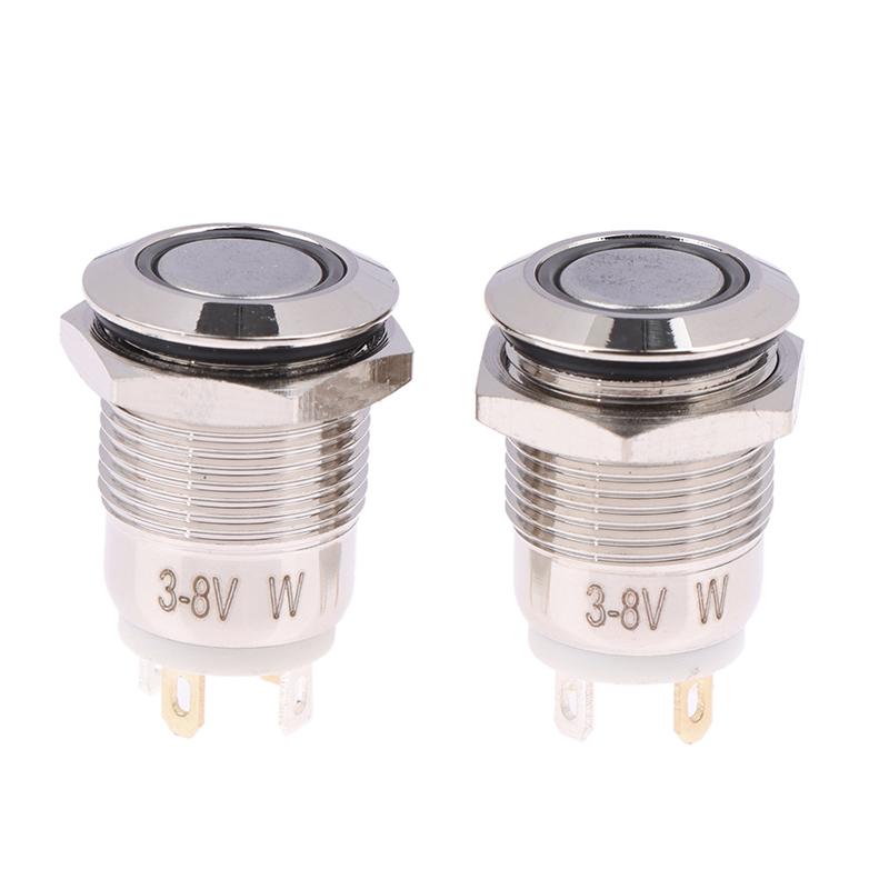 Водонепроницаемая металлическая кнопочная кнопка 12 мм со светодиодной подсветкой, мгновенная/фиксирующая, переключатель питания двигателя автомобиля, металлическая фиксирующая кнопочная кнопка