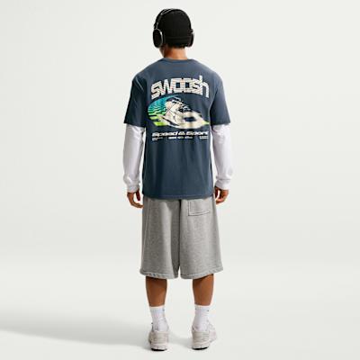 Unisex Nike Sportswear T Shirts Men's Thunder Blue Crew Neck Moderate