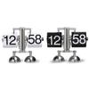 Automatic Page Turning Clock Stainless Steel Double Foot Small Scales Flip Desk Clock Vintage