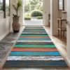 Colorful Distressed Wood Plank Runner Rug - Rustic Striped Floor Mat for Hallway, Entryway  Farmhouse Decor