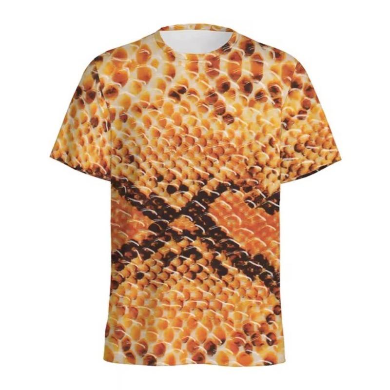 Модная футболка с рисунком змеиной чешуи для мужчин, 3D-принт с изображением шкур животных, футболка с круглым вырезом, футболки с короткими рукавами