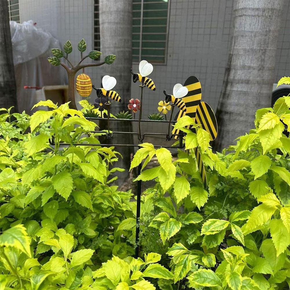 3D Животное Пчела Ветряная мельница Металлическая вертушка Ветряная вертушка Садовые деревья и маленькие пчелки Орнамент Искусство Украшения для уличного газона