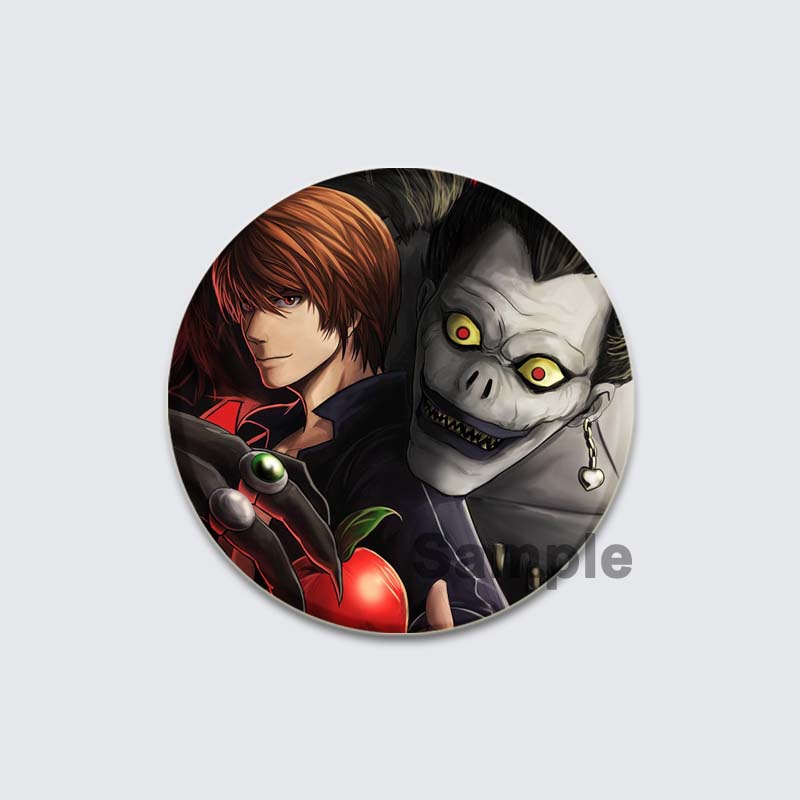 32/44/58mm Fashion Accessories Broochs Anime Death Note Cosplay Badges Round Cartoon Figure L·Lawliet Killer Yagami Pins for Backpacks Gift