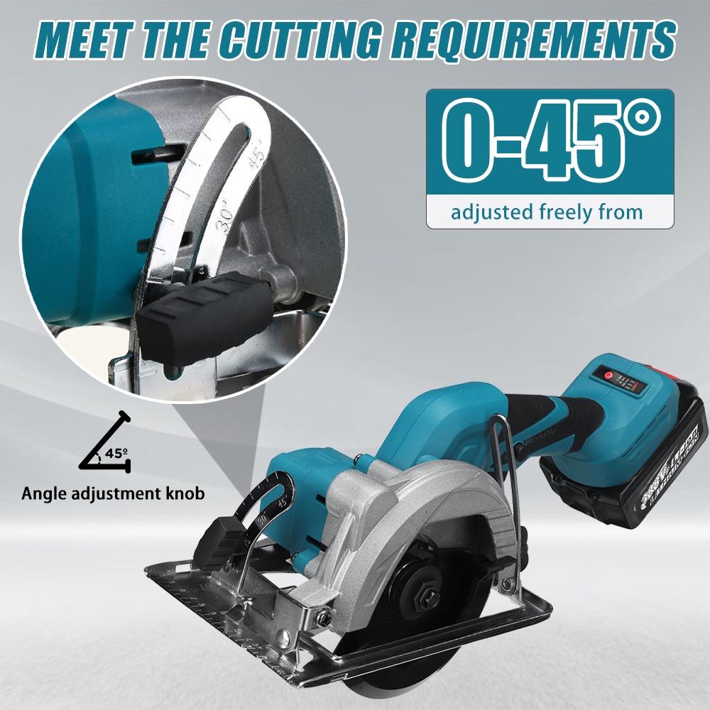 110V/220V 588VF Cordless Electric Circular Saw 125mm Brushless Adjustable Woodworking Tools Wood Cutting Sawing Machine for Makita 18V Battery