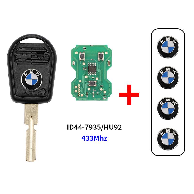 DKHN5 3 Buttons BMW EWS Remote Car Key Fob ID44 PCF7935 Chip 315/433MHz Replacement For E38 E39 E46 X5 Z3 Uncut HU58/HU92 Key Blade
