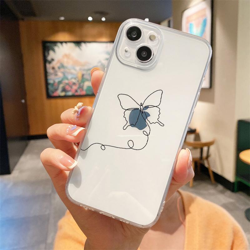 Для iPhone 15 16 14 13 12 11 Pro Max XS X XR SE 7 8 Plus мягкий Силиконовый Прозрачный Чехол Цветок Роскошный Чехол для Телефона