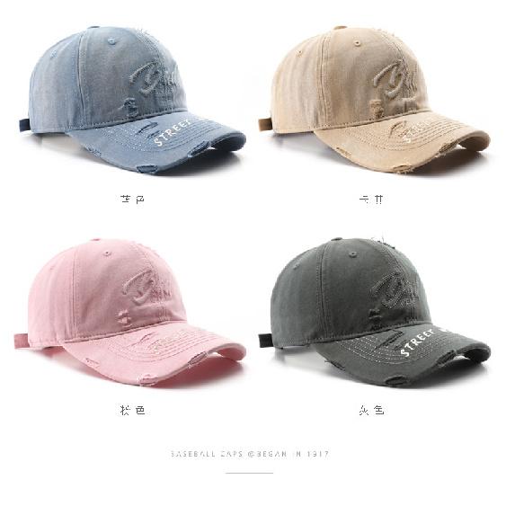 Women's washed, distressed, solid-color baseball cap, suitable for outdoor activities, provides sun protection and shade