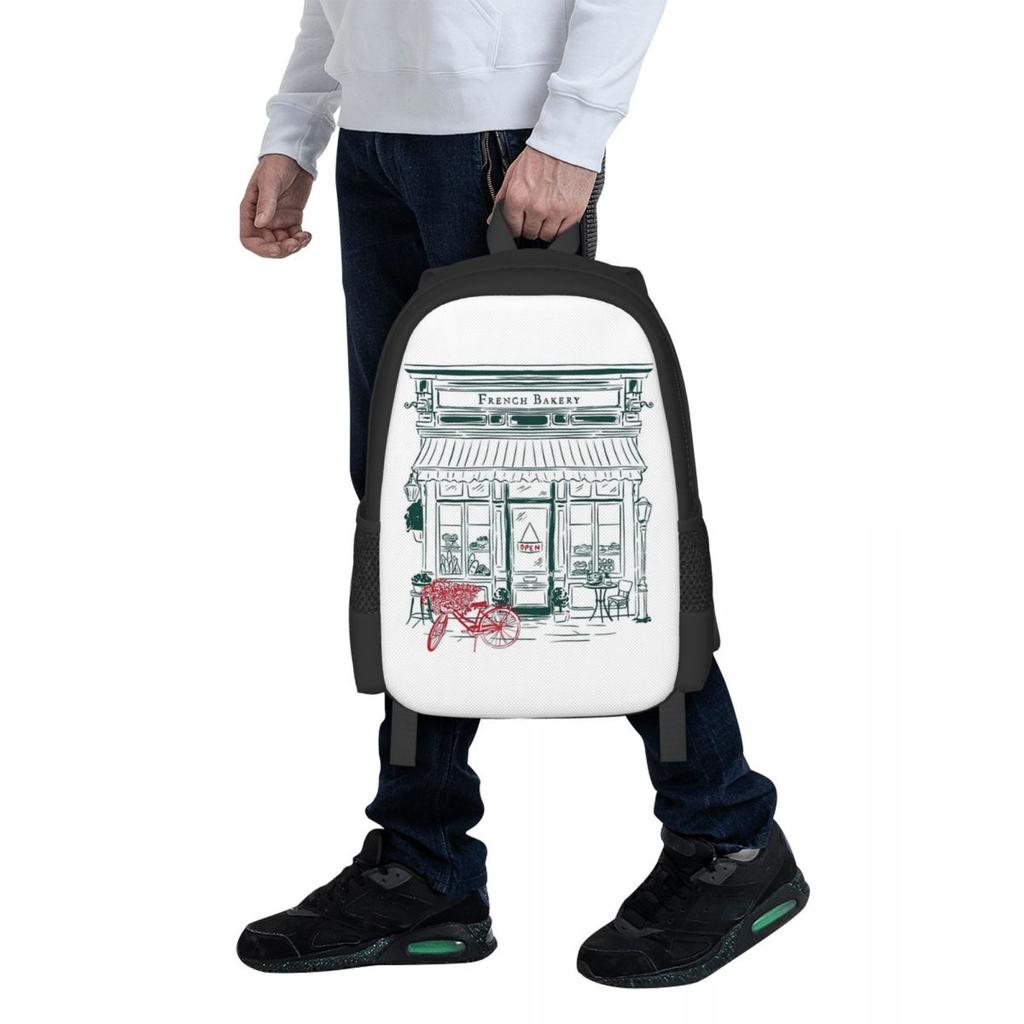 French Bakery Student Backpack School Bag Hiking Travel Daypack for Men Women Fashion Bookbag Shoulder Bags